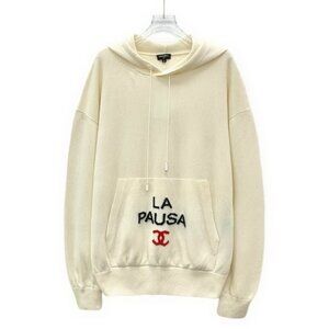 Chanel Beige logo intarsia cashmere knit top